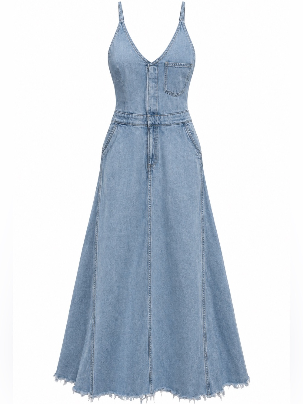 Universal Thread Light Blue Denim Maxi Overall Dress